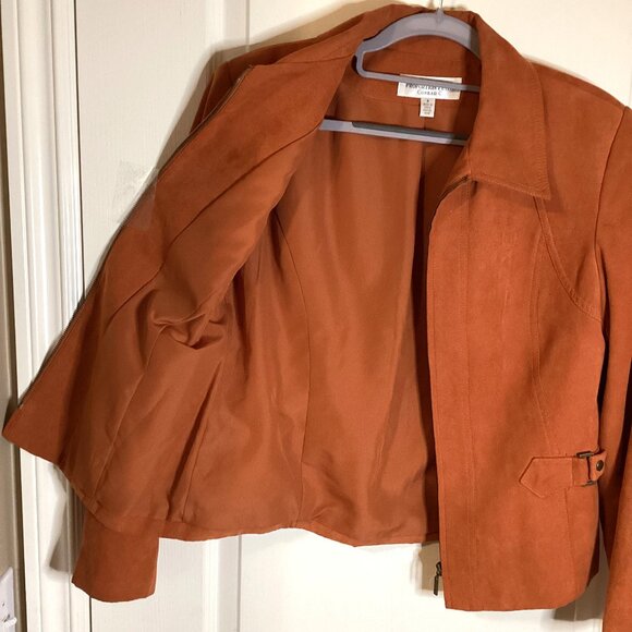 Vintage Conrad C Women's Faux Suede Blazer Jacket Burnt Orange Size 6 Office - Picture 6 of 9